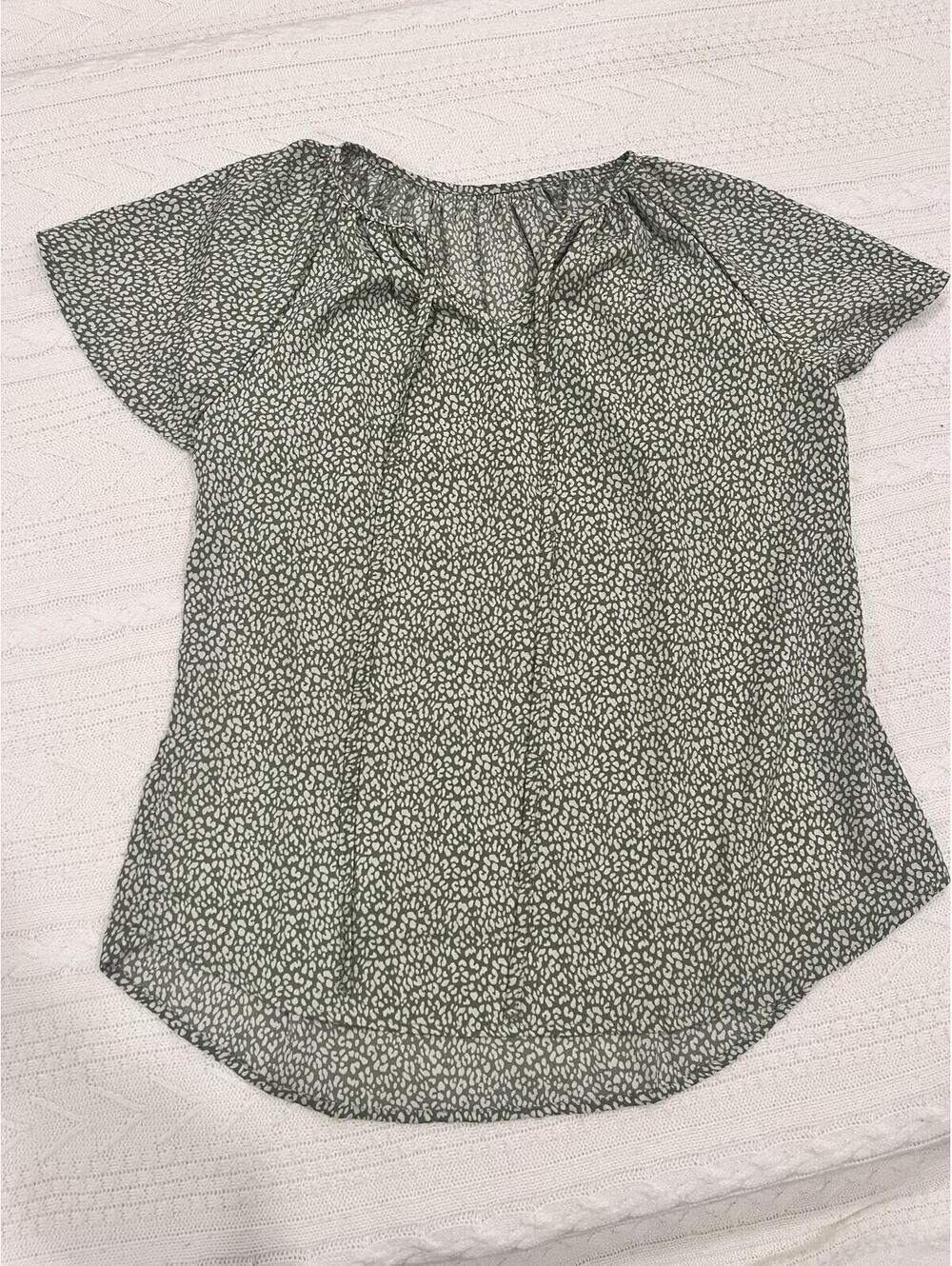 SHEIN Sage Green Leopard Print Blouse - Size Small